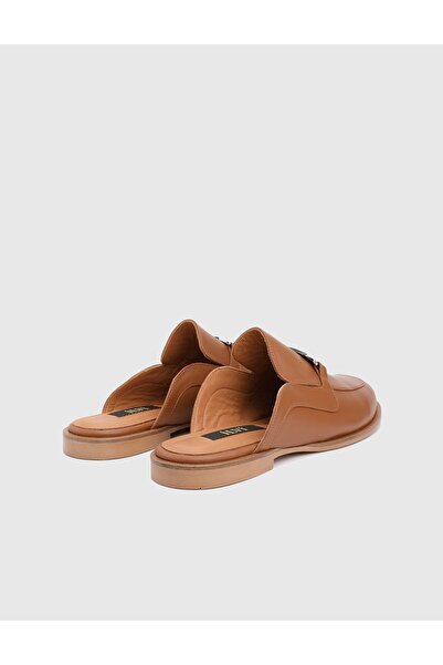 İLVİ Kelda Genuine Leather Tan Women's Slippers