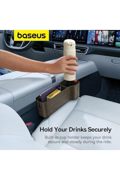 Baseus Car Seat Organizers Storage Box Console Car Organizer Side Pocket with Cup Holder for phones,