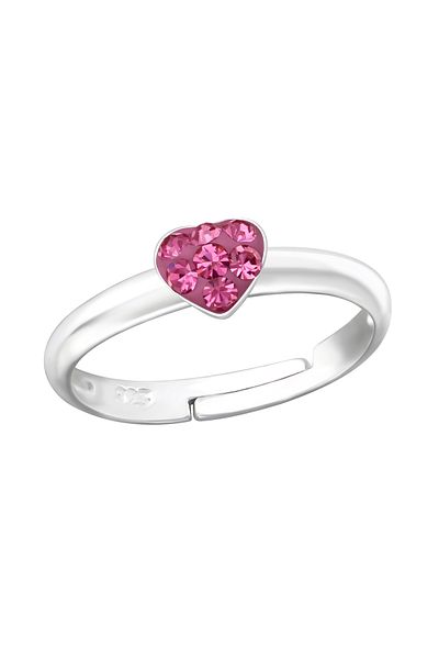 Sophia Collection Inel copii argint 925, model inima cu cristale rosii nr 43 ajustabil
