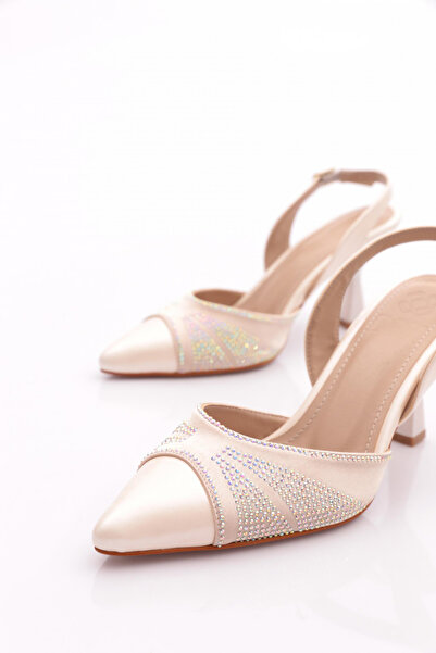 DGN 01 Women's Silver Stone Pointed Toe Heeled Shoes