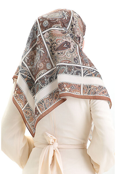 sefamerve Βαμβακερό κασκόλ Karaca με σχέδιο 81094-12 Καφέ Κρέμα