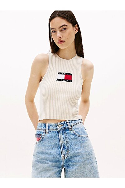 Tommy Hilfiger Tjw Rib Racer Tank Women White Sweater Dw0Dw20975Ybl