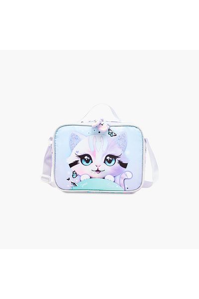 Juniors Cat Print Lunch Bag with Zip Closure