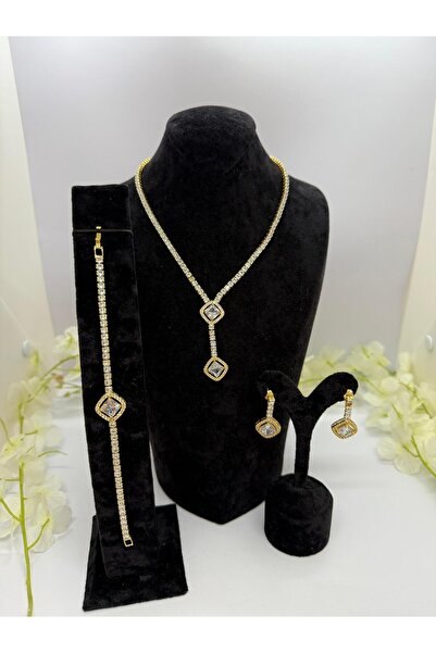 Constanza Exclusive 14 Ayar Altın Görünümlü Özel Tasarım Su Yolu Takı Seti 638