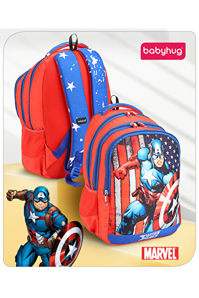 Babyhug Marvel Avengers School Backpack, Water Resistant, Blue and Red - 15 I...