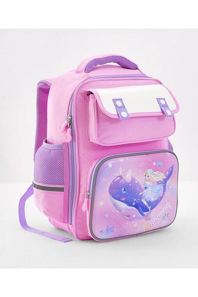 Bonfino Bonfino Whale School Bag, Comfortable Padded Straps, Adjustable Fit, Pink - 17 Inches