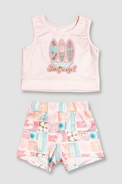 Harika KIDS Girl's Surf Printed Crop Swimsuit Bikini Suit