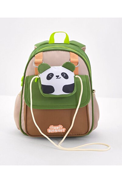 Bonfino حقيبة مدرسية مطبوعة بنقشة باندا من بونفينو، مع جيبين جانبيين لزجاجات ...