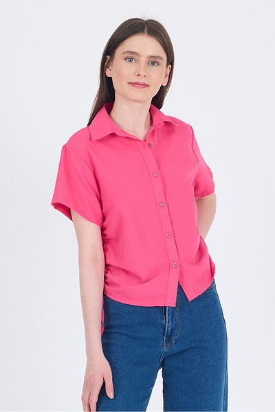 Rays Cămașă cu mânecă scurtă fucsia cu șireturi 4368A