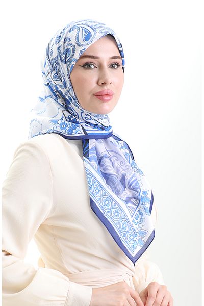 sefamerve Μαλακό κασκόλ Ethnic Pattern 90200-01 Indigo