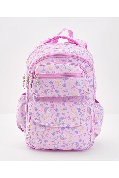 Bonfino Bonfino Unicorn School Bag, Padded Shoulder Straps, Pink - 19 Inches