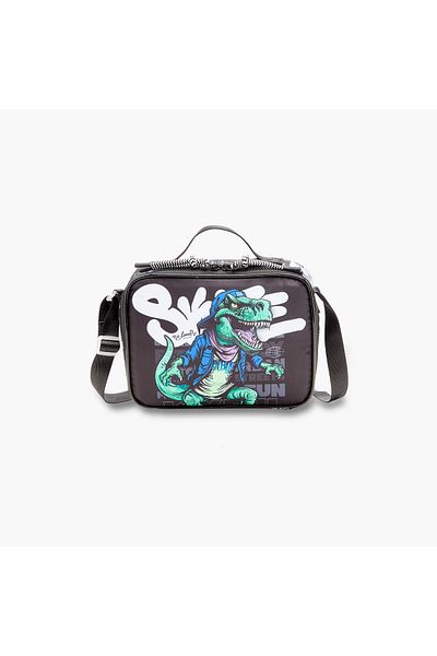 Juniors Dinosaur Print Lunch Bag with Zip Closure