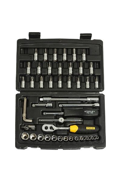 Stanley 46-Piece Square Drive Metric Socket and Bit Set Black and Silver
