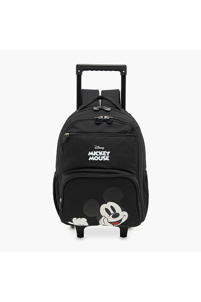 Disney Mickey Mouse Print Trolley Backpack with Retractable Handle and Wheels - 16-inches