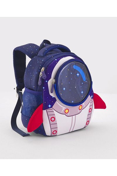 Bonfino Bonfino Astronaut School Bag, Mesh Back Panel, Padded Adjustable Straps, Blue - 12 Inches