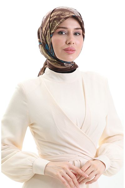 sefamerve Φουλάρι Karaca με σχέδιο Kupra 81089-08 Brown Earth