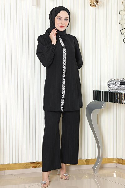 Missvalle Stone Detailed Suit Black Msw19195
