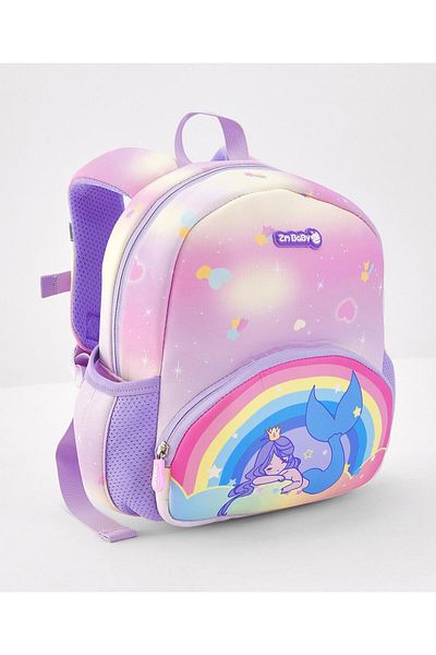 Bonfino Bonfino Mermaid School Bag, Ergonomic Support, Mesh Back Panel, Purple and Pink - 12 Inches