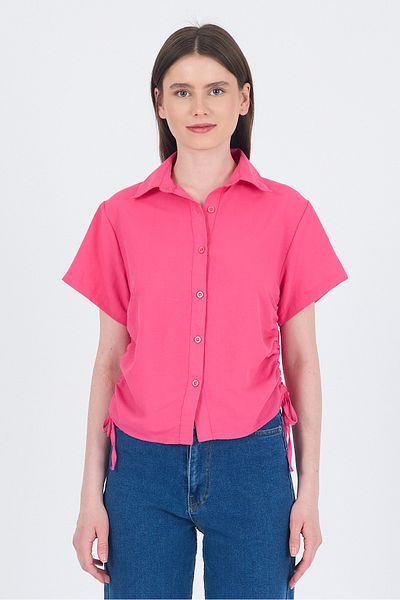 Rays Cămașă cu mânecă scurtă fucsia cu șireturi 4368A