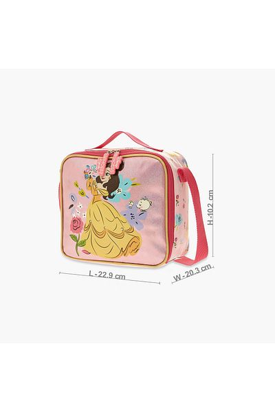 Disney Belle Print Lunch Bag with Adjustable Strap and Zip Closure