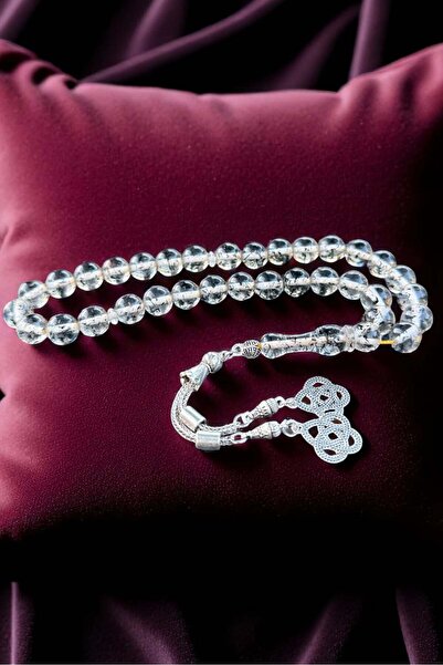 Atolyezone Çay Fosilli Toz Kehribar Tesbih, Kehribar Tespih Gümüş Kaplama Püs...