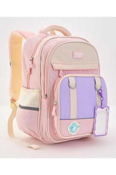 Bonfino Bonfino Solid Backpack with Name Tag, Adjustable Shoulder Strap, Pink - 15 Inches