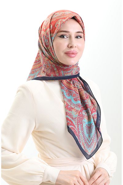 sefamerve Βαμβακερό κασκόλ Karaca με σχέδιο 81095-08 Navy Blue Pomegranate Flower
