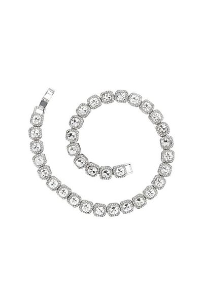 Tessero Colier cu diamante cubaneze unisex cu pietre de zirconiu model tenis placat cu aur de 18K, argint