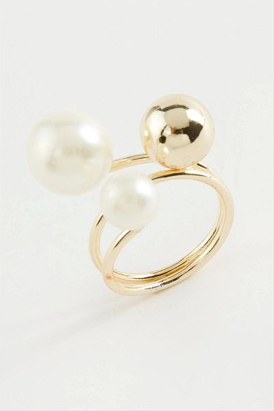 PAMİRAVM Round Pearl Metal Ring