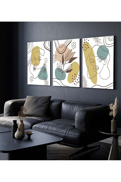 Hagen Pictură de perete Pictură din 3 piese Picturi de bucătărie cu aspect de cadru Pictură modernă Pictură boemă Calitate premium