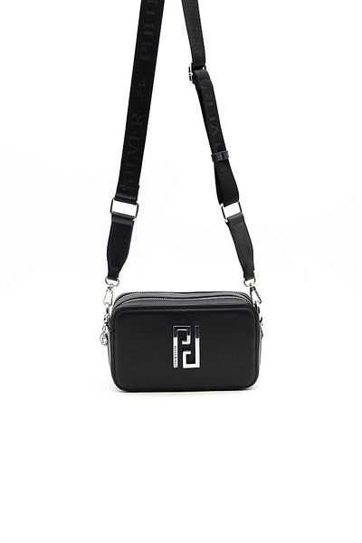 Silver Polo GEANTĂ CROSS/PIELE PIELE Geantă crossbody Polo argintie NEAGRĂ