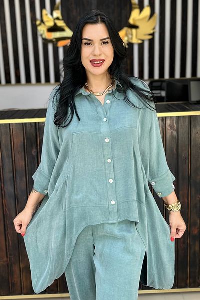 GÖKSEL Mint Bamboo Fabric Large Size Tunic
