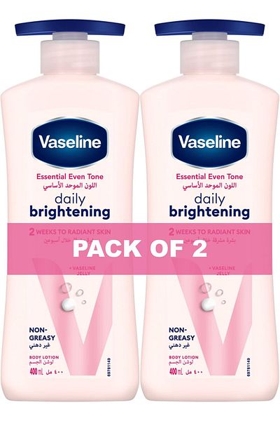 Vaseline Body Lotion for Brightening, Suitable for All Skin Types, 400ml (Pack of 2)