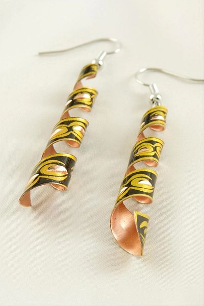 AC BOX Cylinder Copper Earrings