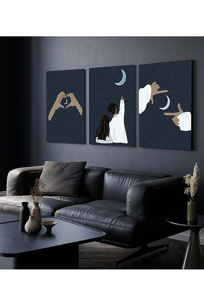 Hagen Pictură de bucătărie Pictură din 3 piese Pictură modernă Pictură boemă Pictură de perete de calitate premium Aspect cadru
