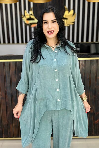 GÖKSEL Mint Bamboo Fabric Large Size Tunic