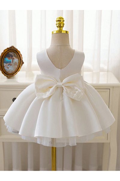 MadyaButik Baby Girl Seda Model Ecru Birthday Dress
