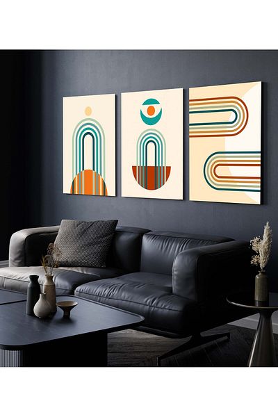 Hagen Pictură de perete cu aspect de cadru Pictură din 3 piese Picturi de bucătărie Pictură modernă Pictură boemă Calitate premium
