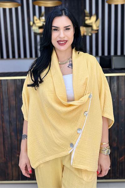 GÖKSEL Shawl Collar Muslin Large Size