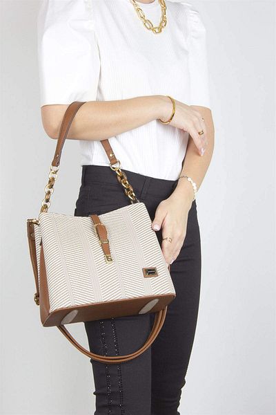 Silver Polo WOMEN'S BAG/SKIN LEATHERSilver Polo WHITE BROWN Shoulder Bag