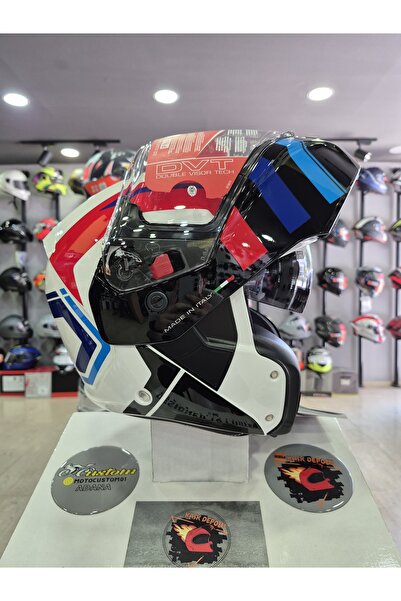 Caberg HORUS X ROAD Beyaz-Siyah-Kırmızı-Mavi Parlak Çeneden Açılır Kask