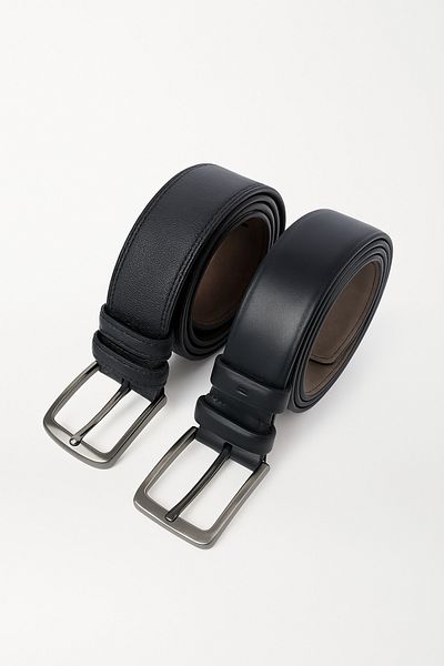 Çantacım Men's Belt Black 2-Piece Jeans and Fabric Trouser Belt