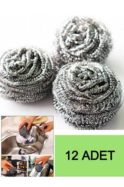 HB LİFE 12 Pack Economical Stainless Steel Dishwashing Wire |   Scrubbing Wire |   Sponge Rubbing Wire |   Challenging Dirt Cleaner