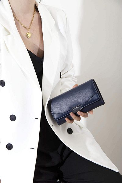 Silver Polo Wallet/skin Leather Navy Wallet & Card Holder
