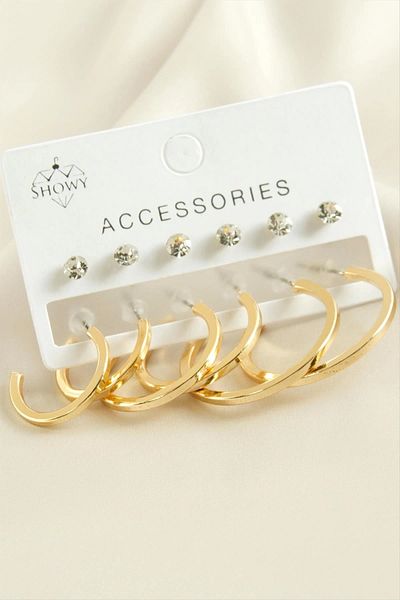 Enseb 12 Pieces Crushed Stone Hoop Earrings