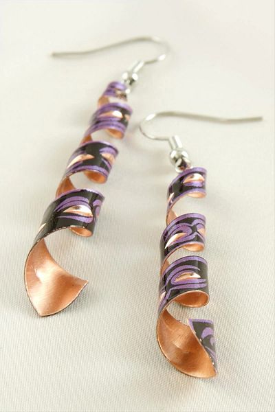 AC BOX Cylinder Copper Earrings