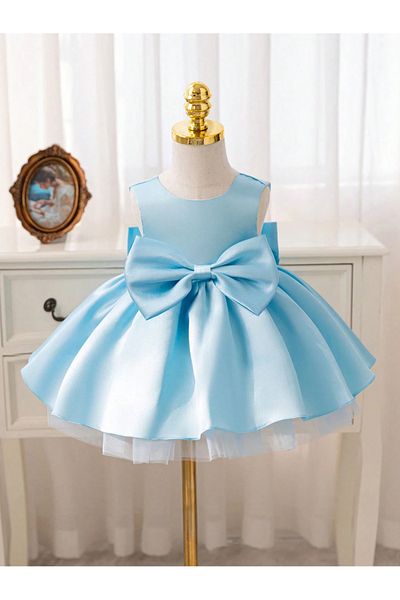 MadyaButik Baby Girl Seda Model Baby Blue Birthday Dress