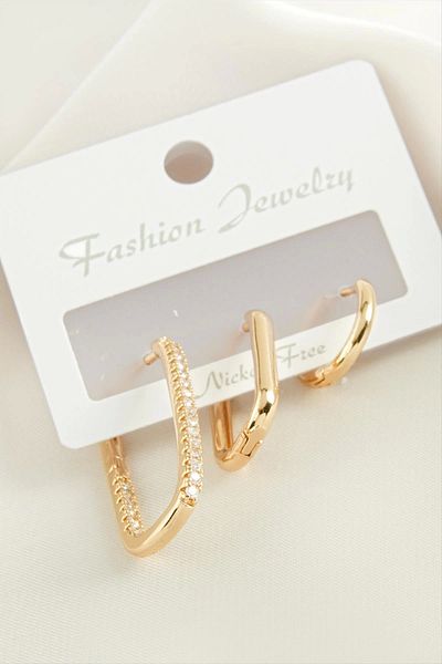 KAKTÜS JACK 3 Oval Zircon Stone Earrings
