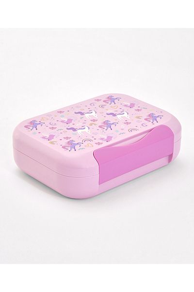 Babyhug Babyhug Lunch Box, Unicorn Theme, Leak-Resistant, 1200 mL, 22.6 x 17.6 x 7 cm - Pink