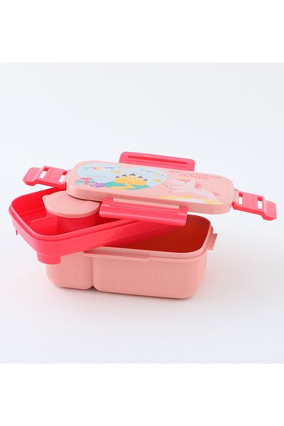 Fab N Funky Unicorn Themed Lunch Box, Durable, Compact, Easy to Use, 3 Years+, 21.8 x 14 x 10.5 cm - Pink
